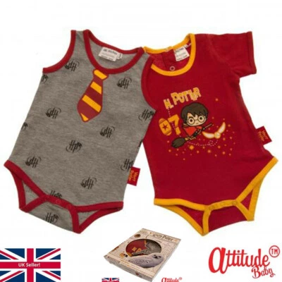 £17 • Buy Harry Potter Baby Grow-2 Pack Boxed Gift Set-Harry Potter Official Baby Gift Set