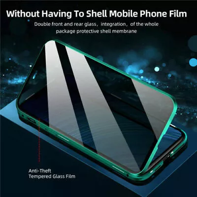 For IPhone 15 14 13 12 11 Pro Max XR Anti Peep Magnetic Case Double Glass Cover • $8.49