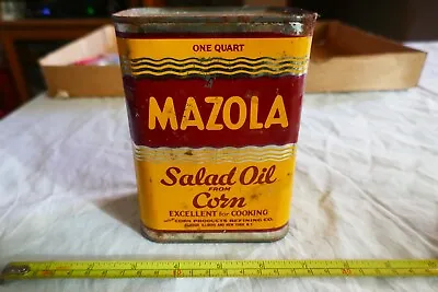 Vintage Empty Quart Mazola Sald Oil Tin Can Lot 23-83 • $5