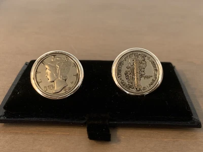$100 • Buy Brooks Brothers Replica Mercury Dime Silver Cuff Links Set Free Shipping!