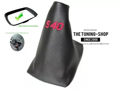 Shift Boot + Plastic Frame For VOLVO S40 2004-12 Leather Red Stitch Embroidery • $47.99