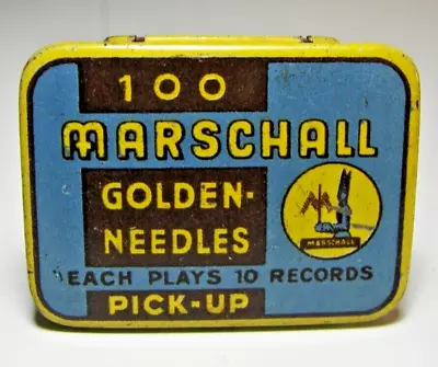 Ad Gramophone Needles Tin MARSCHALL 1940 Pick-Up Phonograph Nadeldose #13 • $9.90