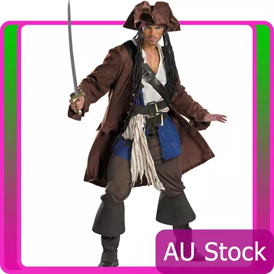 Mens Pirates Of The Caribbean Captain Jack Sparrow Costume Book Week Adult  • $81.70