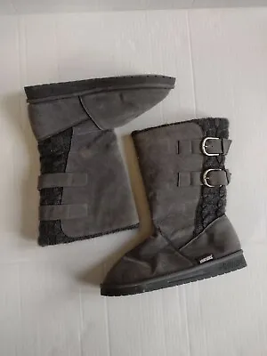 Muk Luks 8 Gray Buckle Accent Cable Boots Women Slip On Fashion Warm • $9.99