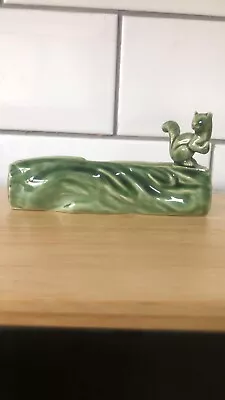 Vintage Wade Ornament Green Squirrel On Ceramic Log • £6.50