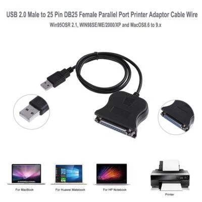 £4.43 • Buy USB 2.0 Male To 25 Pin DB25 Female Parallel Port Printer Adaptor Cable Wire