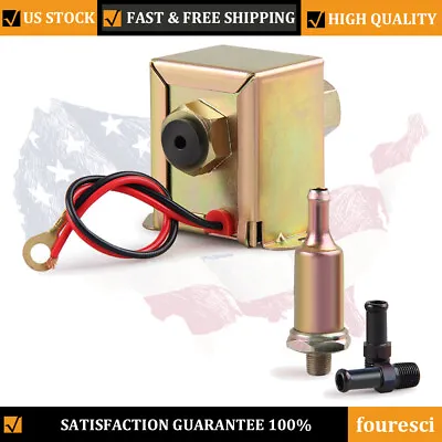 Universal 8mm Electric Fuel Pump 12V Standard Faucet Metal 2.5-4PSI EP12S Petrol • $17.95