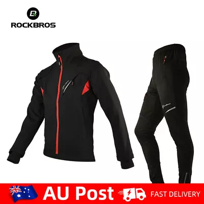 RockBros Cycling Jacket Trousers Set Fleece Coat Pants Windproof Sportpursuit • $39.99