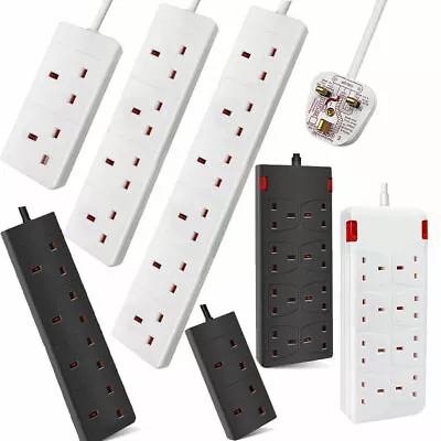 £8.99 • Buy Extension Lead 2 4 6 8 Gang Way Plug Sockets 1/2/3/5M Cable Electric Mains Power