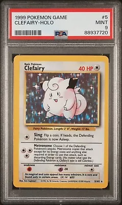 1999 Pokemon Base Set Unlimited Clefairy Holo 5/102 PSA 9 MINT • $95