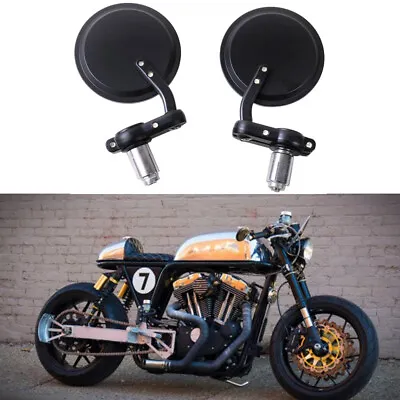 Motorcycle 7/8  22mm Handle Bar End Side Mirrors For Harley Sportster Cafe Racer • $17.17