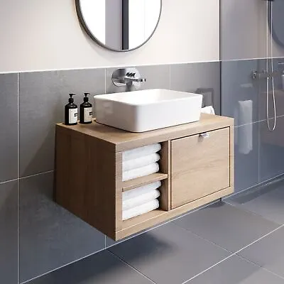 Bathroom Wall Hung Vanity Unit Sink Cabinet Wash Basin Sink Storage Drawer 800mm • £349