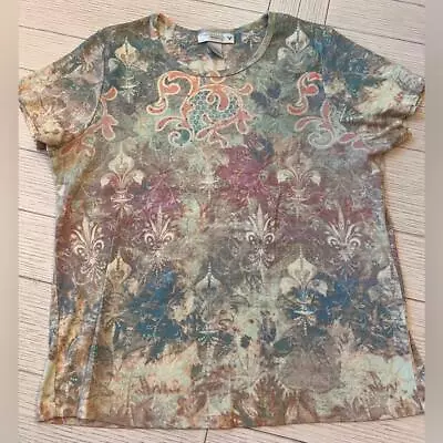 Venezia Sport Short Sleeve Top W/ Fun Design And Muted Colors. Size 14/16W • $20