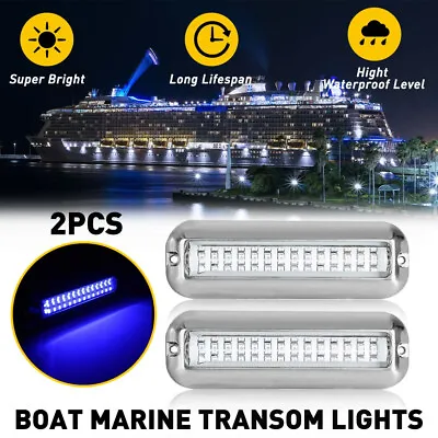 2x Marine Boat 42 LED Lamp Cabin Deck Courtesy Light Stern Transom Lights Blue • $18.04