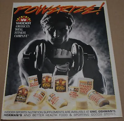 1988 Print Ad Weider America's Total Fitness Company Powerize Protein Oshman's • $14.98