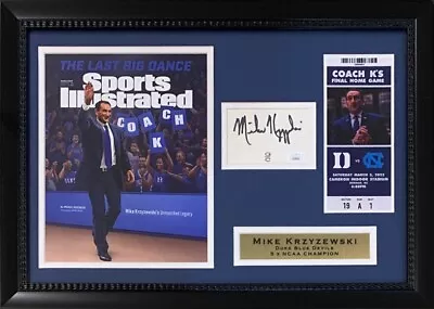 Mike Krzyzewski Coach K Autographed Duke Final Game Signed Photo Framed JSA 7 • $399