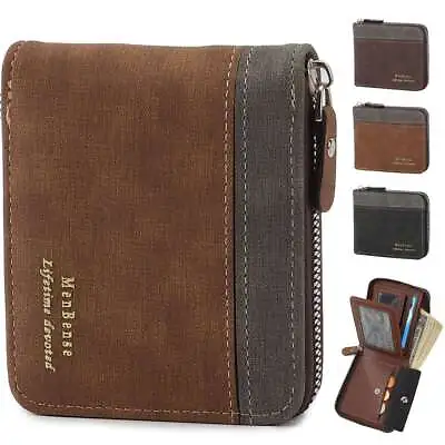 Men Women Leather Bifold Wallet Credit Card ID Holder Zipper Purse Waterproof • $7.19