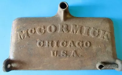 Antique Cast Iron Tool Box Lid  Mccormick Chicago U.s.a. Horse Drawn Mower    • $32.06