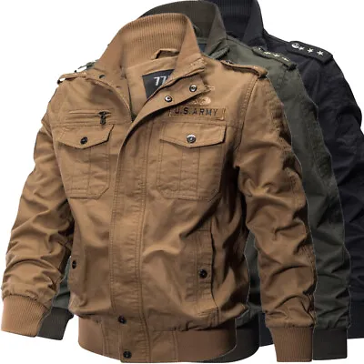 New Men's Military Style Slim Fit Zip Jacket Air Force Jacket Military Coat • $36.79