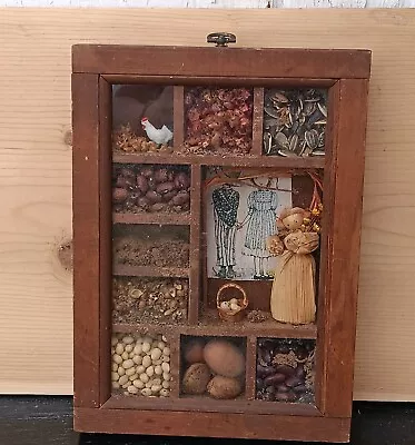 Vintage Rustic Flower Grain Seeds Kitchen Diorama 3D Shadow Box Frame Picture • $25
