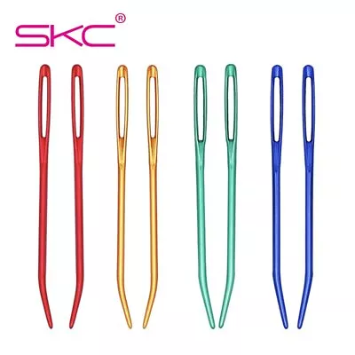 £2.69 • Buy 2 X SKC Bent Tip Large Eye Aluminium Sewing Tapestry Yarn Needles Curved