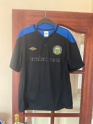 Linfield Football Shirt UMBRO Mens 125 YEARS Black Blue N. Ireland SIZE XL • £49.99