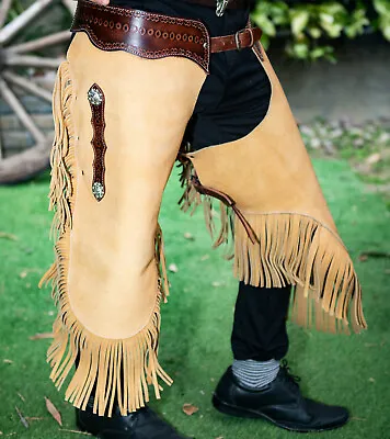 Leather Western Chinks Chaps Leather Skin Collection For Men And Women Riding • $140.85