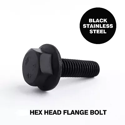 Black Stainless Steel Hex Head Flange Screws Bolts • £3.24