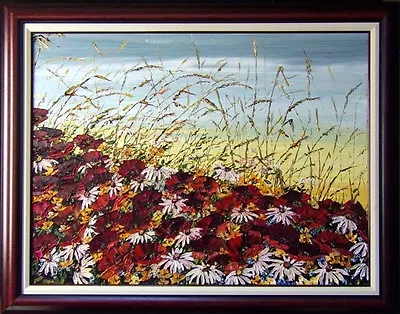 Maya Eventov Untitled Oil Flower Canvas With Beautiful Custom Frame ME012209-17 • $5800
