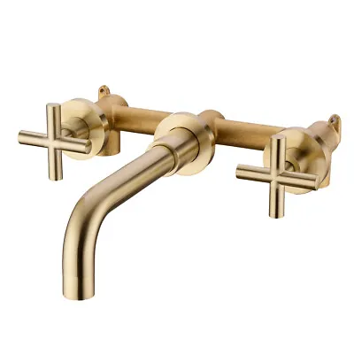 £58.42 • Buy Bathroom Brass 2 Handle Wall Mounted Swivel Spout Faucet Basin Mixer Taps UK