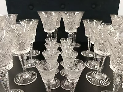 Vintage Elegant Cordial Glass Fan & Star Cut Stemware Set • $75