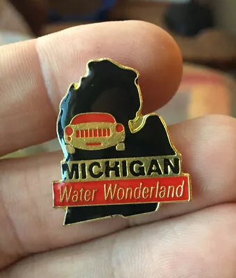 Michigan Enamel Pin NOS Vintage Tourist Souvenir US State Hat Lapel Bag Midwest  • $4.99