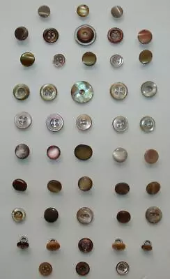 Group Of 46 Vintage DYED Mother Of Pearl BUTTONS In Colors Of BROWNS Pretty EUC • $6.50