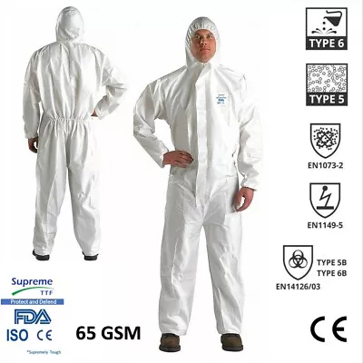 Disposable Coverall SMS Type 5/6 Protection Hooded Overall Suit Boilersuit Paint • £261.25