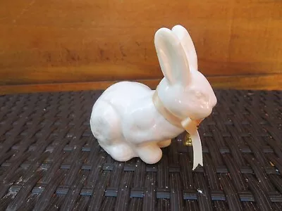 Midwest Taiwan White Rabbit Sitting Ears Up Listening Figurine Ribbon W/bell • $9.99