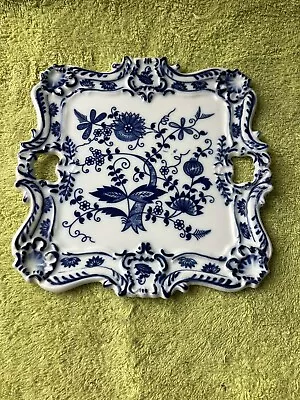 Vienna Woods China Square Cake Plate  Blue & White  Dish 8” • $29.99