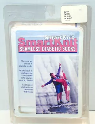 Smart Knit Seamless Diabetic Socks S/P/P White 0408707 • $1.52