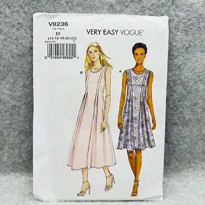 Vogue 9236 Plus Size Sleeveless Dress Fit And Flared Misses Sz 14 22 Pattern • $12.99