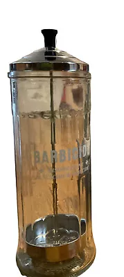 Vintage  Barbicide Barbers Disinfectant Glass Jar W/ Metal Lid And Insert • $19.95