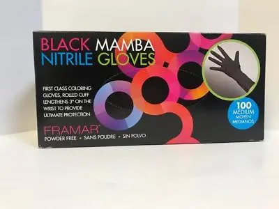 $33.20 • Buy Framar Black Mamba Nitrile Gloves - 100 Pack Medium 