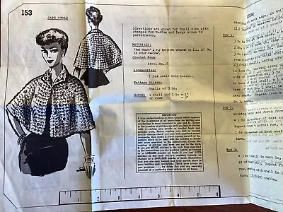 VTG Womens' Cape Stole Pattern Instructions For Crochet • $4