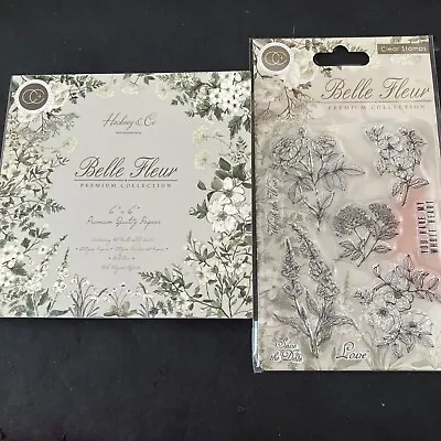 Crafters Consortium Belle Fleur Stamps/ Paper Pad 6x6 • £7.50