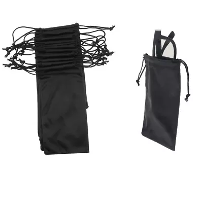 10Pcs Black Drawstring Pouch Sunglasses Mp3 Keys Gadgets Storage Bag Case • £7.76