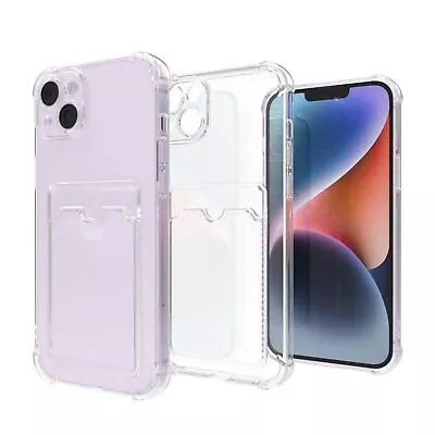 IPhone Case Clear Gel Cover Phone Protector Card Holder Shockproof All Models • £2.99