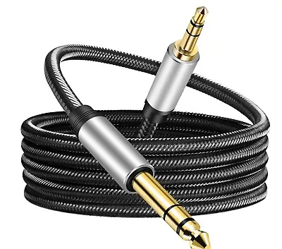 3.5 Mm To 6.35 Mm Audio Cable 5M TRS To 6.35mm 1/4  Male TRS Braided Stereo • £4.99