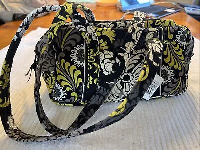 Vera Bradley Small Travel Duffel Bag Baroque Black Yellow Floral 7x15 • $51