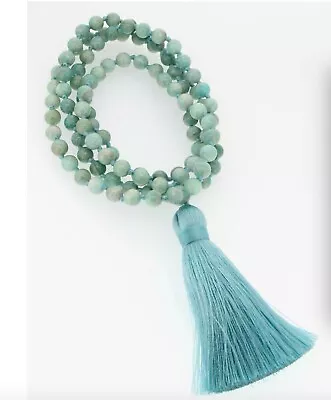 Natural Amazonite Mala 108 Mala Stone Necklace Yoga Meditation Japa • $20