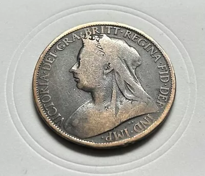 1897 Great Britain One Penny Queen Victoria Large Cent Bronze Coin (F39) • $4.99