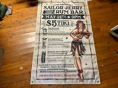 5x3 Ft AUS SELLER. MAN CAVE. PRE OWNED. Sailor Jerry Rum Bar Print Wall Hanging • $45