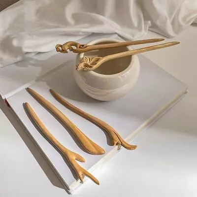 Korean Hair Clip Women Hanfu Hairpins Chinese Hair Fork Wooden Hair Sticks • £3.52